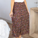 Black Medium Floral Reed Pleated Skirt