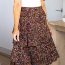 Black Floral Large Taite Ruffle Tiered Skirt