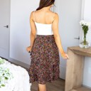 Black Floral Small Taite Ruffle Tiered Skirt