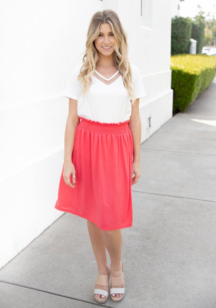 Smocked Waist Tracie Knee Length Skirt