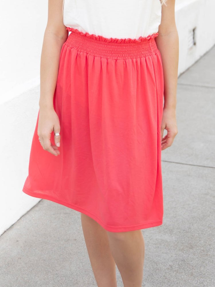 Smocked Waist Tracie Knee Length Skirt