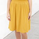 Yellow 1X Smocked Waist Tracie Knee Length Skirt