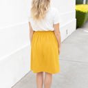 Yellow 1X Smocked Waist Tracie Knee Length Skirt