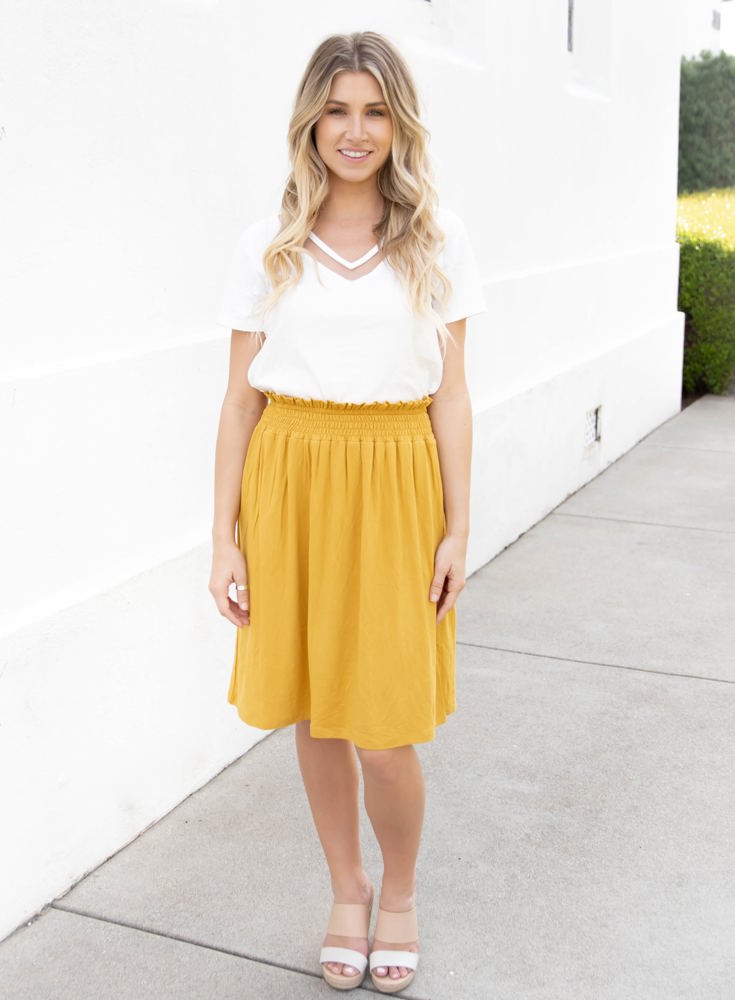 Smocked Waist Tracie Knee Length Skirt