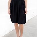 Black 1X Smocked Waist Tracie Knee Length Skirt