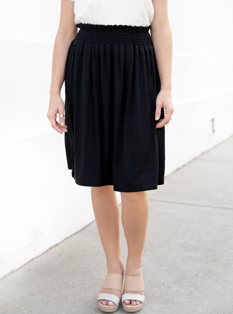 Smocked Waist Tracie Knee Length Skirt