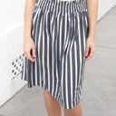 Charcoal 2X Striped Smocked Waist Tracie Skirt