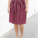 Dark Red 1X Striped Smocked Waist Tracie Skirt