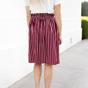 Dark Red 1X Striped Smocked Waist Tracie Skirt