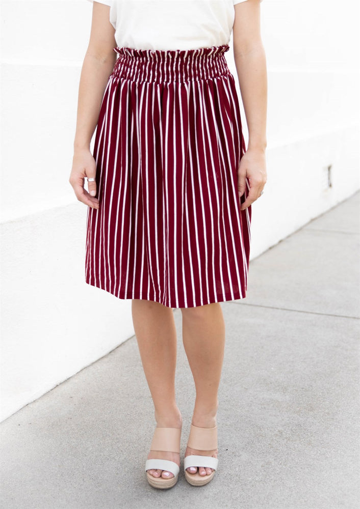 Striped Smocked Waist Tracie Skirt