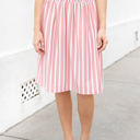 Pink 1X Striped Smocked Waist Tracie Skirt