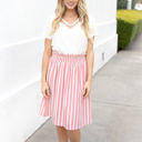 Pink 1X Striped Smocked Waist Tracie Skirt