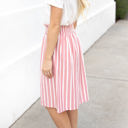 Pink 1X Striped Smocked Waist Tracie Skirt