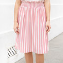 Pink 2X Striped Smocked Waist Tracie Skirt