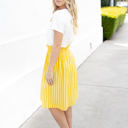 Yellow 1X Striped Smocked Waist Tracie Skirt