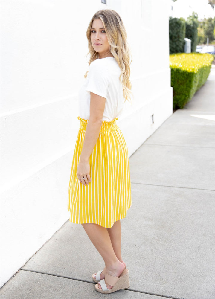 Striped Smocked Waist Tracie Skirt