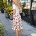 Floral Cream Pink Orange Large Cori A-line Skirt