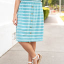 Blue Large Jolee Striped Button Skirt