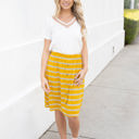 Yellow Medium Jolee Striped Button Skirt