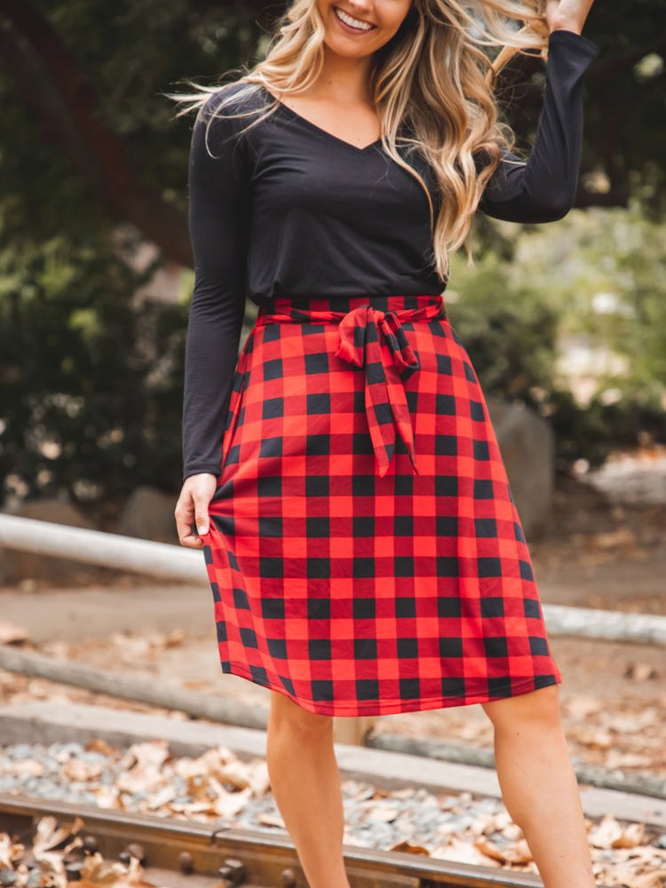 Plaid Eden Tie Belt Skirt