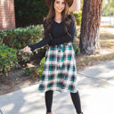 Green Large Plaid Eden Tie Belt Skirt