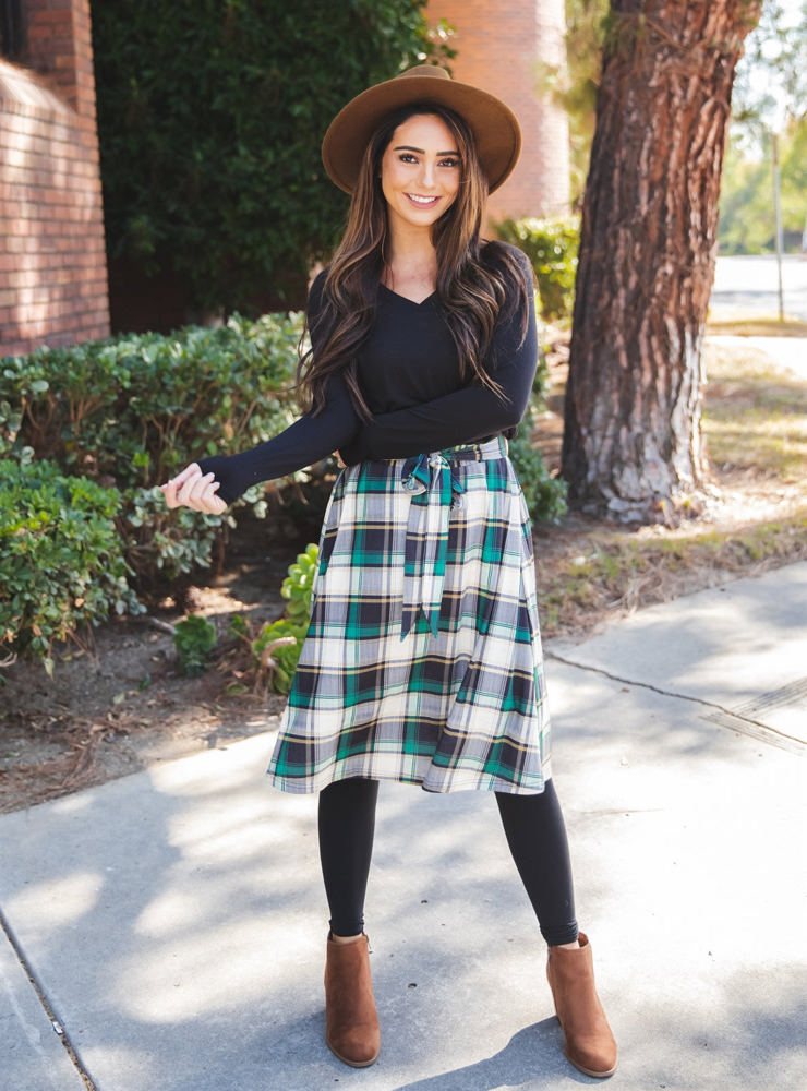 Plaid Eden Tie Belt Skirt