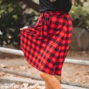 Red Large Plaid Eden Tie Belt Skirt