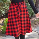 Red Large Plaid Eden Tie Belt Skirt