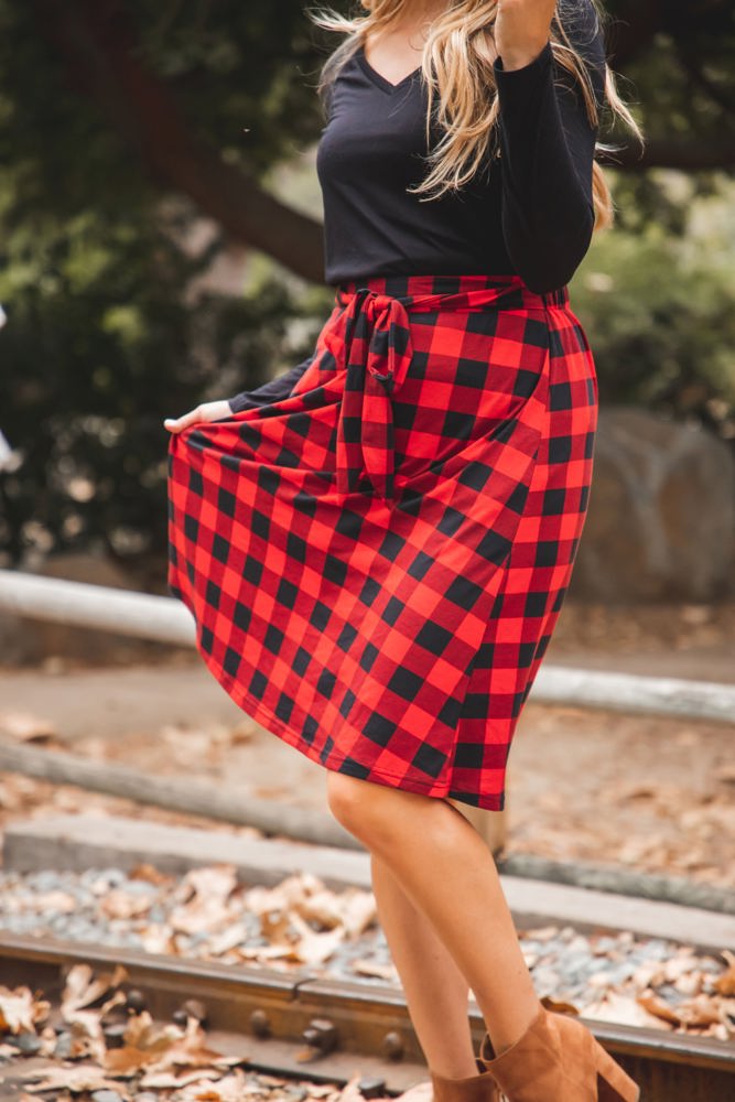 Plaid Eden Tie Belt Skirt