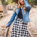 White Small Plaid Eden Tie Belt Skirt