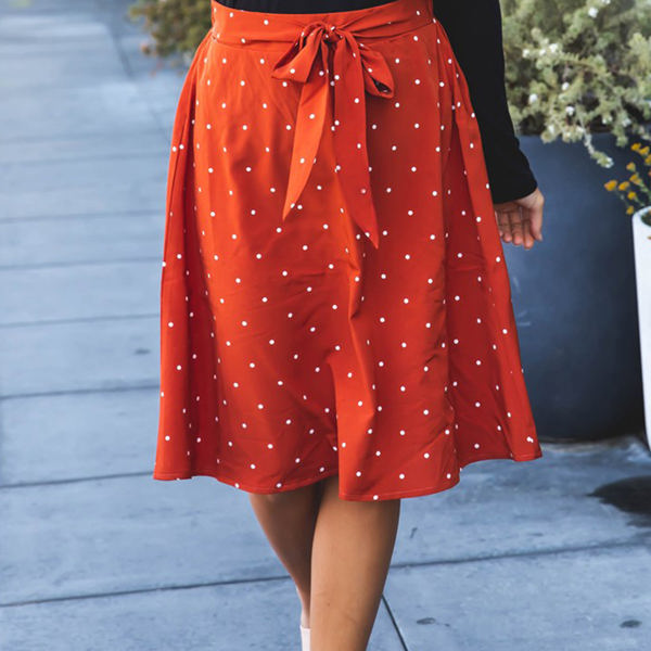 Tie Belt Polka Dot Eden Skirt