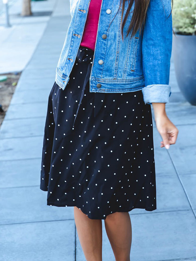 Tie Belt Polka Dot Eden Skirt