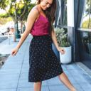 Black Large Tie Belt Polka Dot Eden Skirt