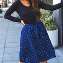 Navy Large Tie Belt Polka Dot Eden Skirt