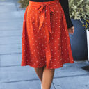 Orange Large Tie Belt Polka Dot Eden Skirt