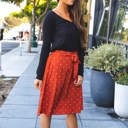 Orange Large Tie Belt Polka Dot Eden Skirt