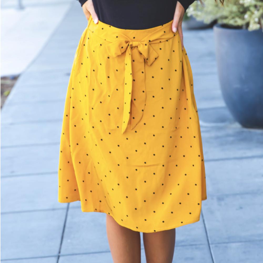 Tie Belt Polka Dot Eden Skirt