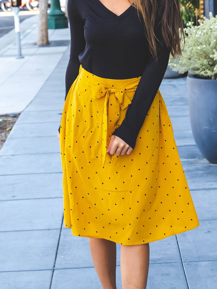 Tie Belt Polka Dot Eden Skirt