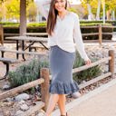 Charcoal Gray Medium Elliah Sweater Ruffle Hem Skirt