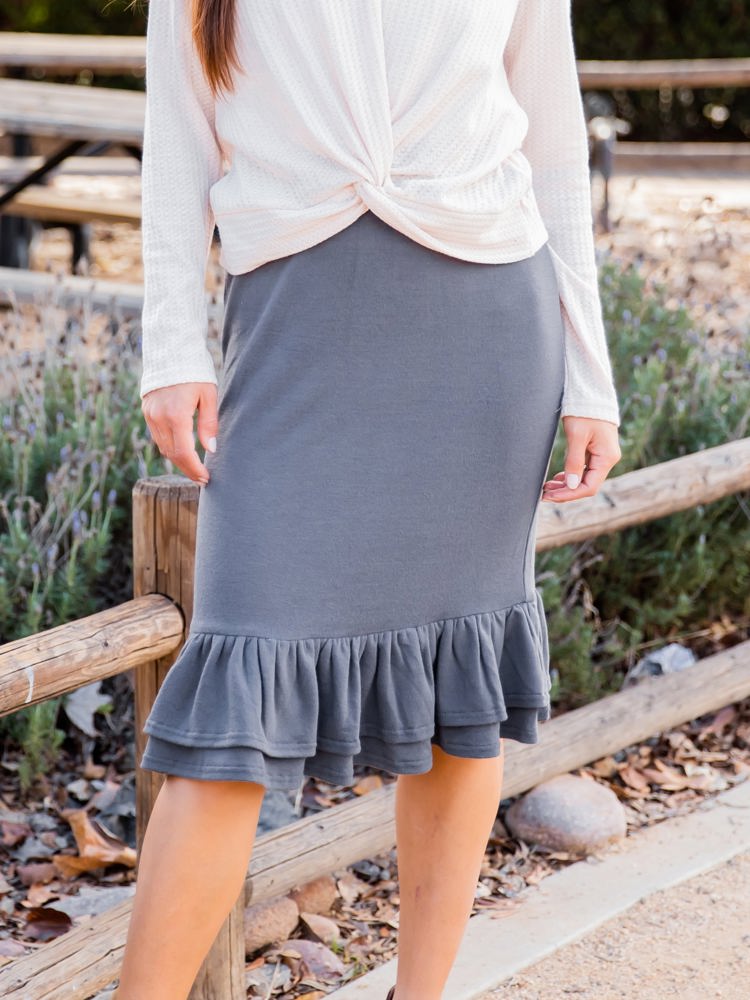 Elliah Sweater Ruffle Hem Skirt