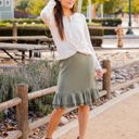 Olive Green Large Elliah Sweater Ruffle Hem Skirt