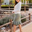 Olive Green Medium Elliah Sweater Ruffle Hem Skirt