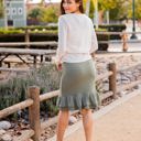 Olive Green Medium Elliah Sweater Ruffle Hem Skirt