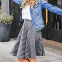 Gray Stripe Large A-line Elodie Skirt