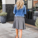 Gray Stripe Medium A-line Elodie Skirt