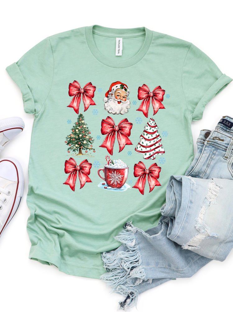 Christmas & Bows Coquette Graphic Tee