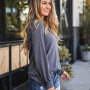 Large Gray Long Sleeve Anne Top