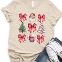 Large Tan Christmas & Bows Coquette Graphic Tee