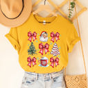 Medium Yellow Christmas & Bows Coquette Graphic Tee