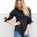 Large Black 3/4 Tie Sleeve Tunic